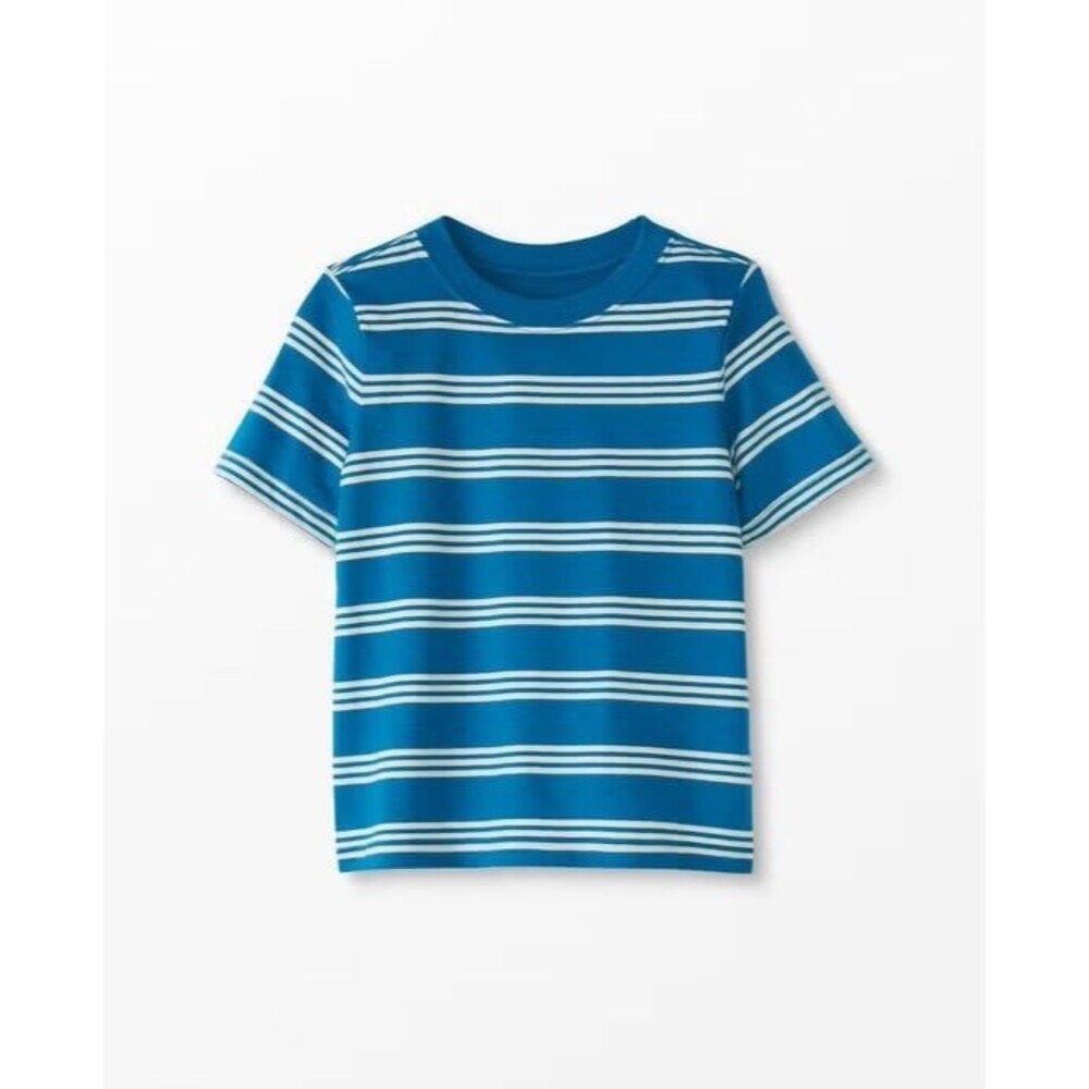 Hanna Andersson Striped Tee in Cotton Jersey, Tapestry Blue, Size 4T